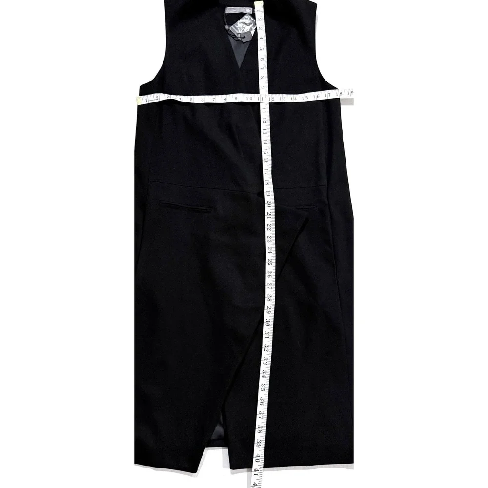 Elk Long Coatigan Vest Womens S/M Tailored Black Sleeveless Lined Asymmetrical - Picture 13 of 14